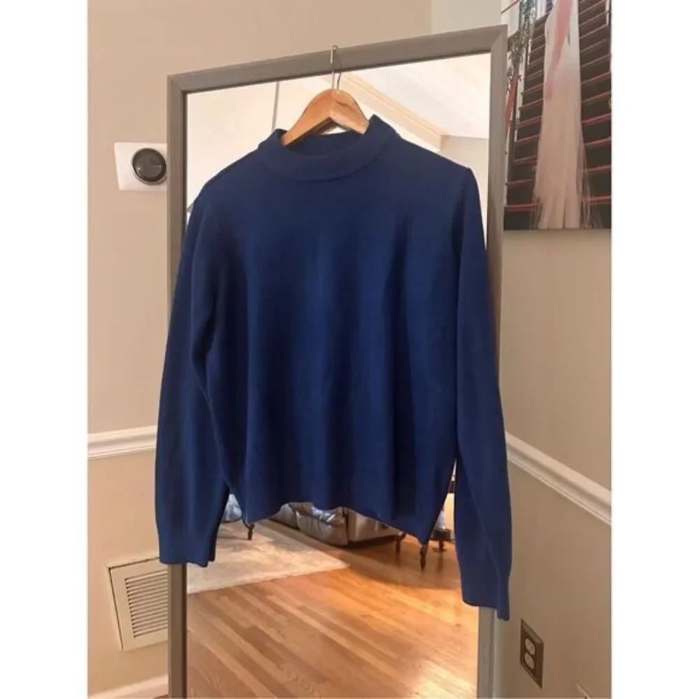 Cd Petites Xl Mock Neck Blue Sweater Vintage